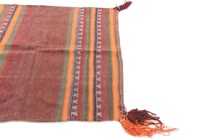 Detail image of 3' 7 x 3' 8 Hand Woven Kilim Afghan Wool Square Rug