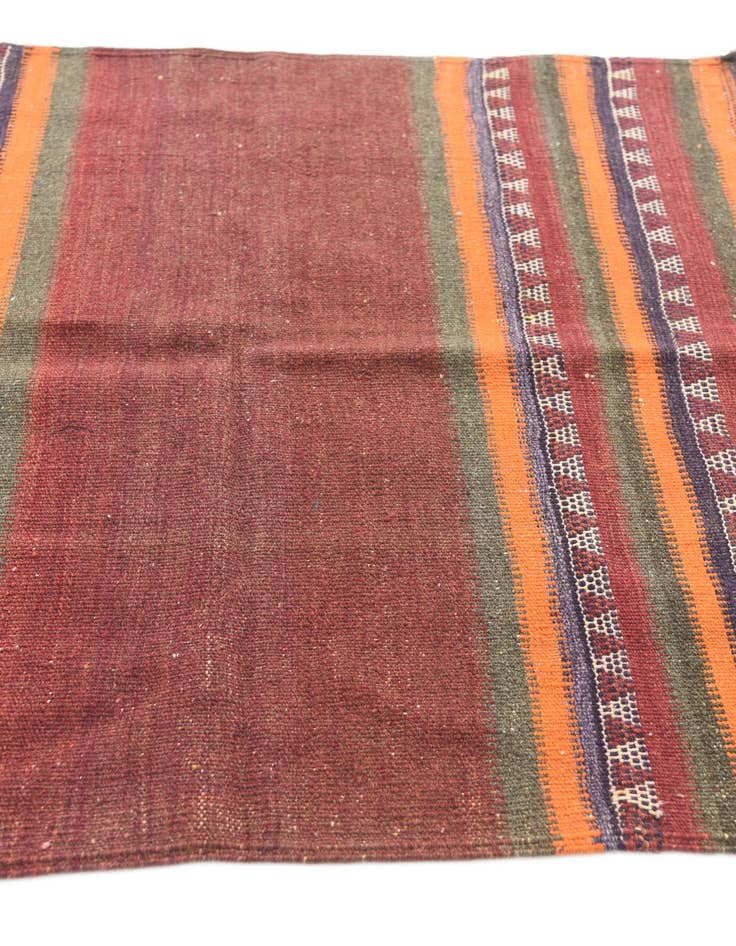 Detail image of 3' 7 x 3' 8 Hand Woven Kilim Afghan Wool Square Rug