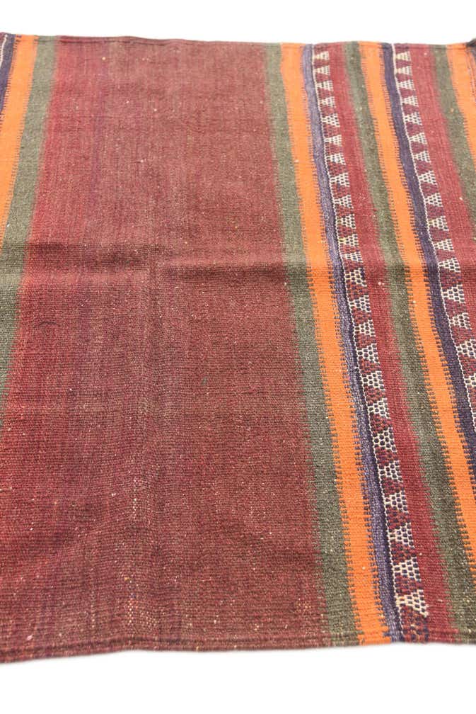 3' 7 x 3' 8 Hand Woven Kilim Afghan Wool Square Rug