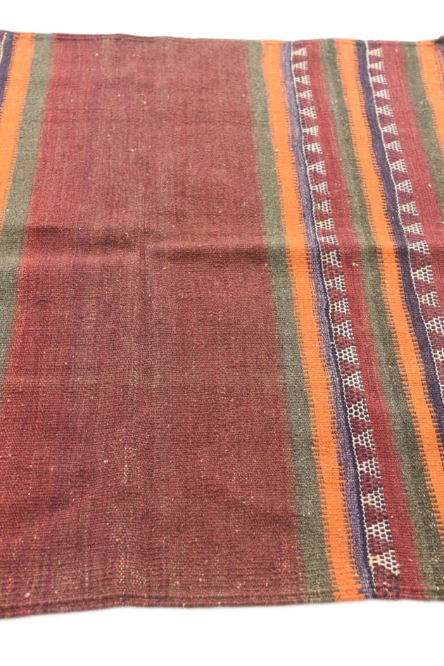 Detail image of 3' 7 x 3' 8 Hand Woven Kilim Afghan Wool Square Rug