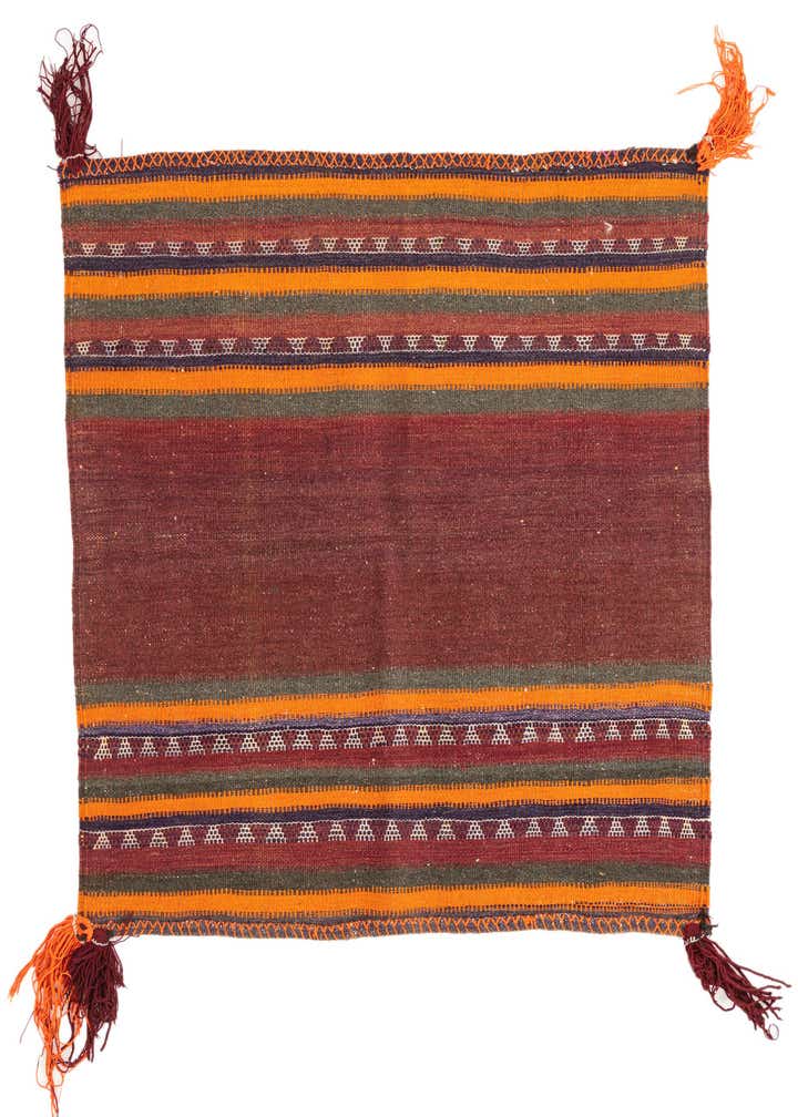3' 7 x 3' 8 Hand Woven Kilim Afghan Wool Square Rug