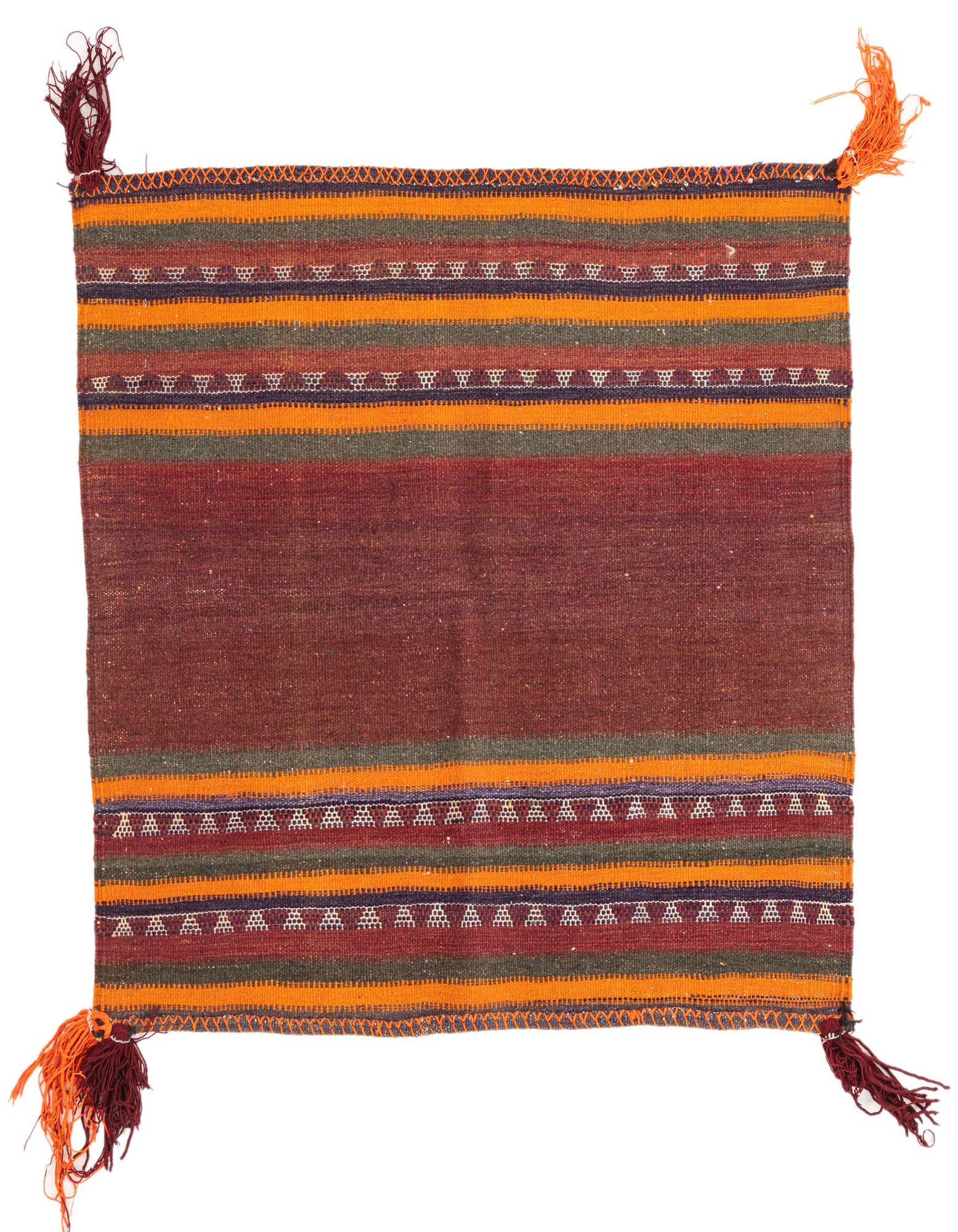 3' 7 x 3' 8 Hand Woven Kilim Afghan Wool Square Rug