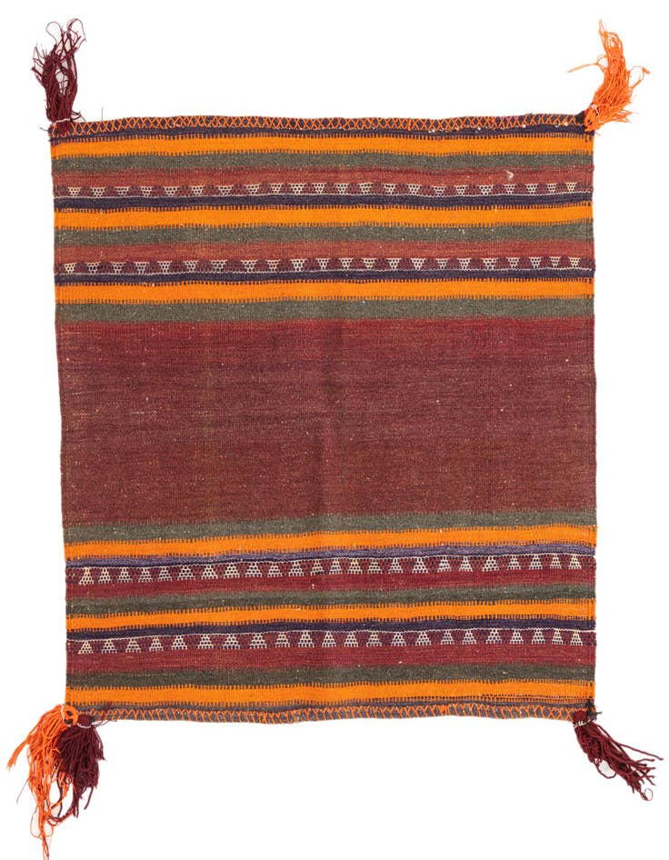 Detail image of 3' 7 x 3' 8 Hand Woven Kilim Afghan Wool Square Rug