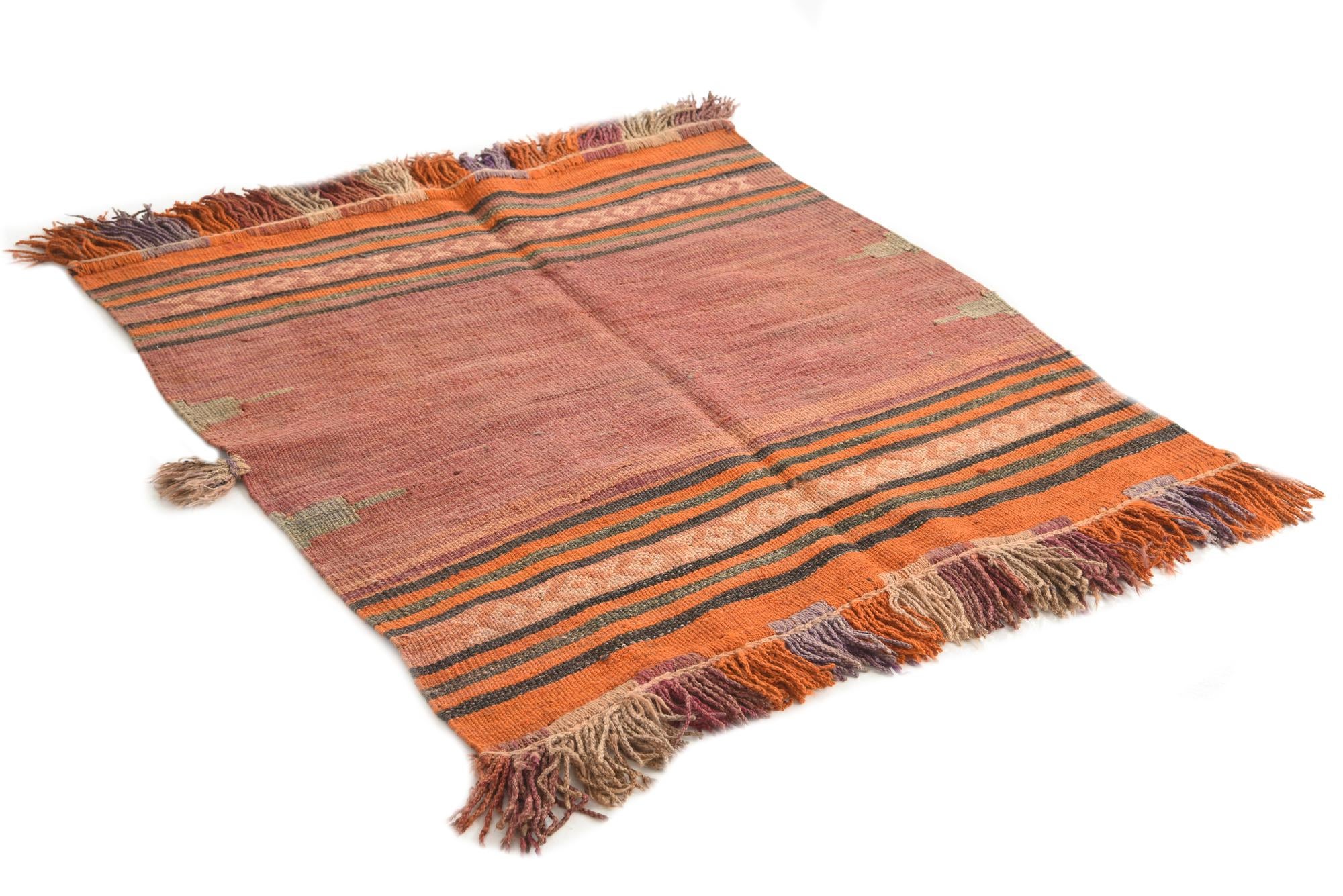 3' 5 x 3' 6 Hand Woven Kilim Afghan Wool Square Rug