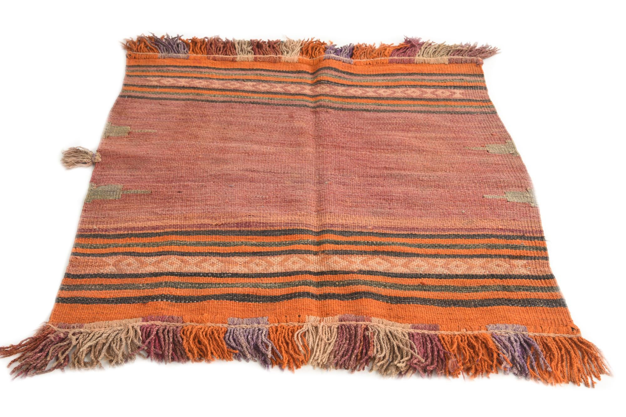 3' 5 x 3' 6 Hand Woven Kilim Afghan Wool Square Rug