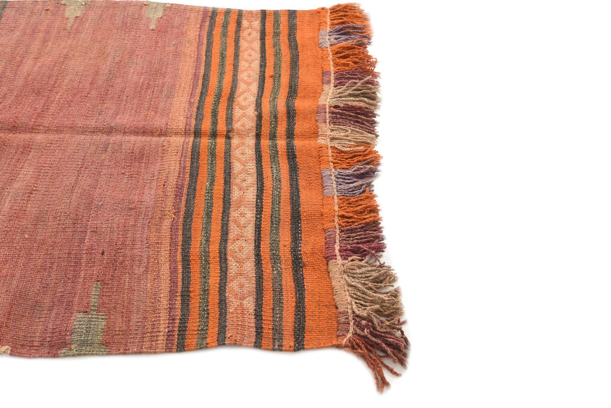 3' 5 x 3' 6 Hand Woven Kilim Afghan Wool Square Rug