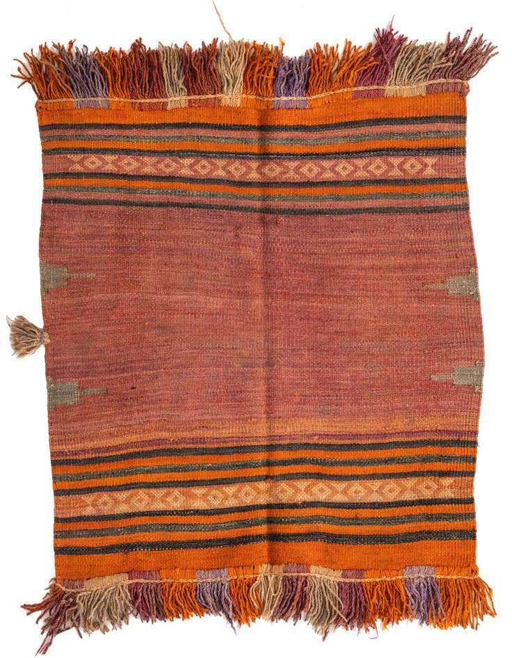 Detail image of 3' 5 x 3' 6 Hand Woven Kilim Afghan Wool Square Rug