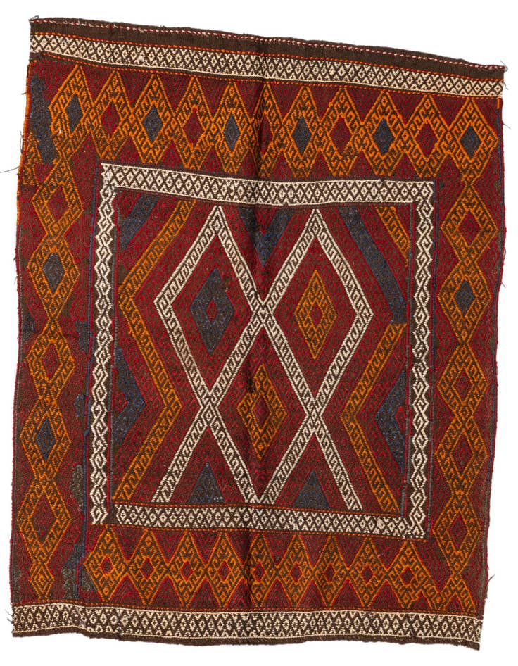 Detail image of 4' x 4' 3 Hand Woven Kilim Fars Wool Square Rug