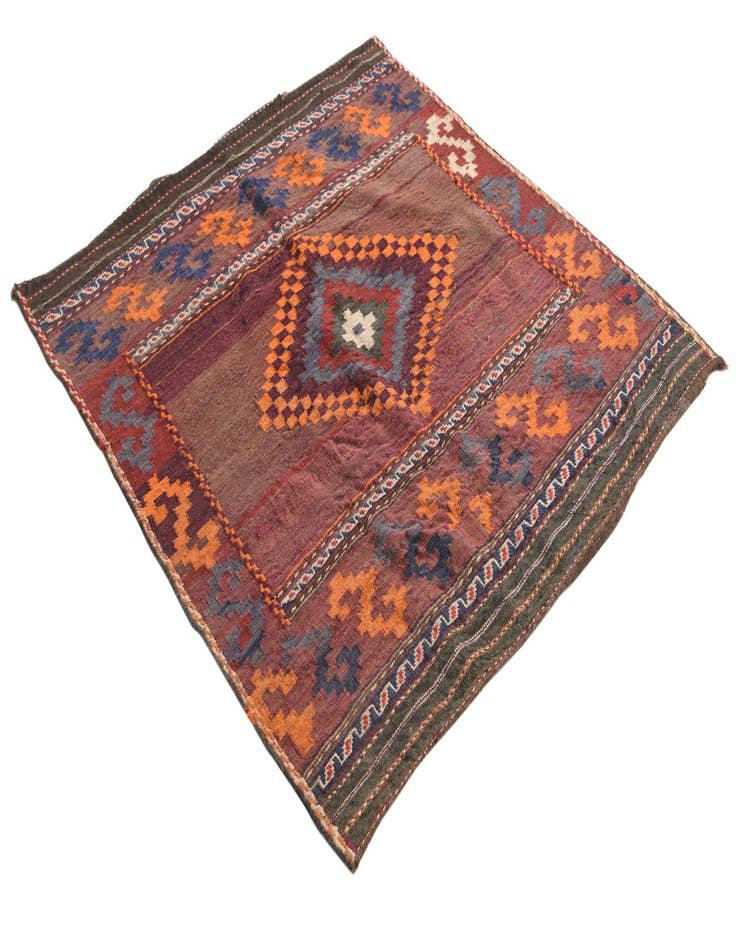 Detail image of 3' 9 x 3' 10  Hand Woven Kilim Fars Wool Square Rug