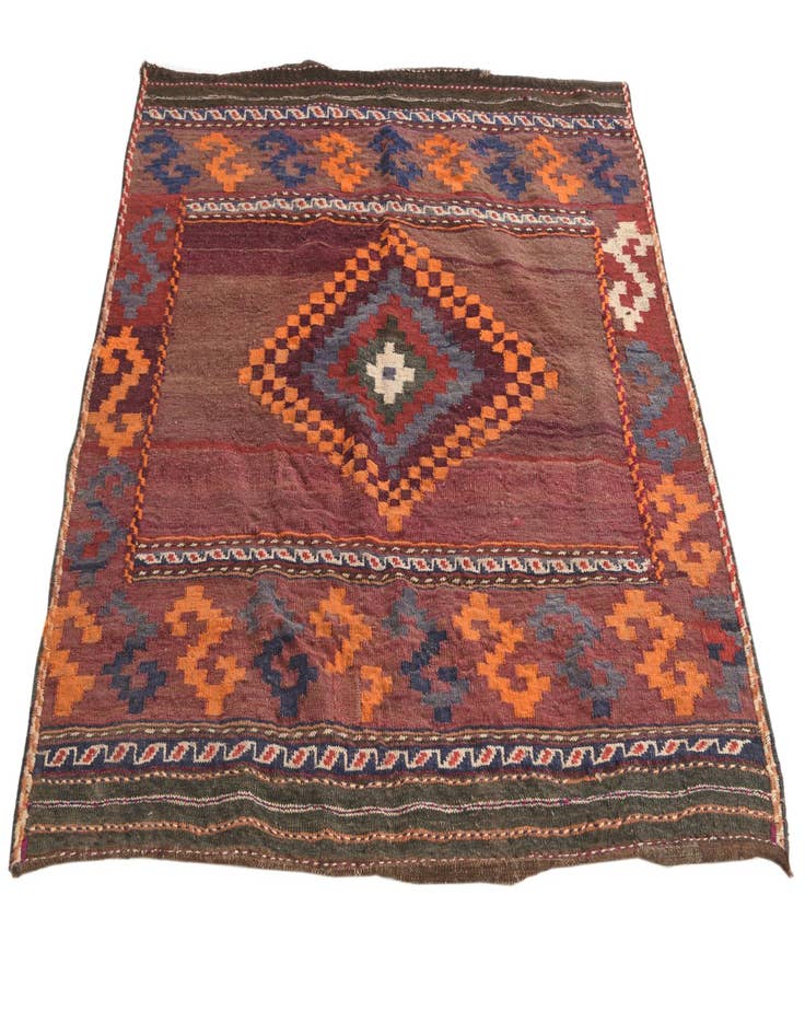 Detail image of 3' 9 x 3' 10 Hand Woven Kilim Fars Wool Square Rug