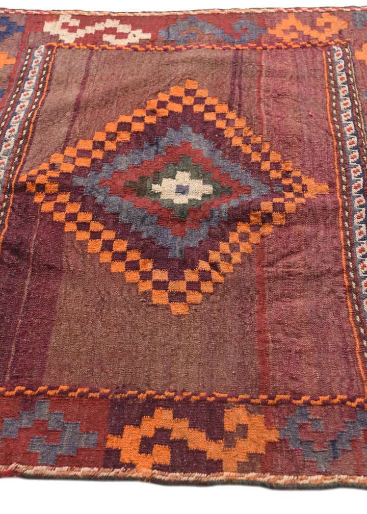 3' 9 x 3' 10 Hand Woven Kilim Fars Wool Square Rug