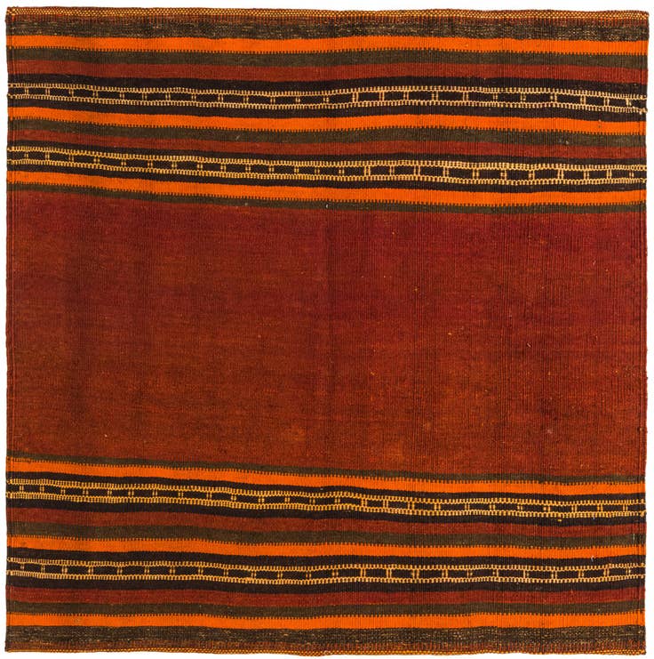 Detail image of 3' 9 x 3' 10 Hand Woven Kilim Fars Wool Square Rug