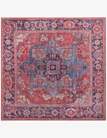 Rust Red Washable Maahru Square Rug
