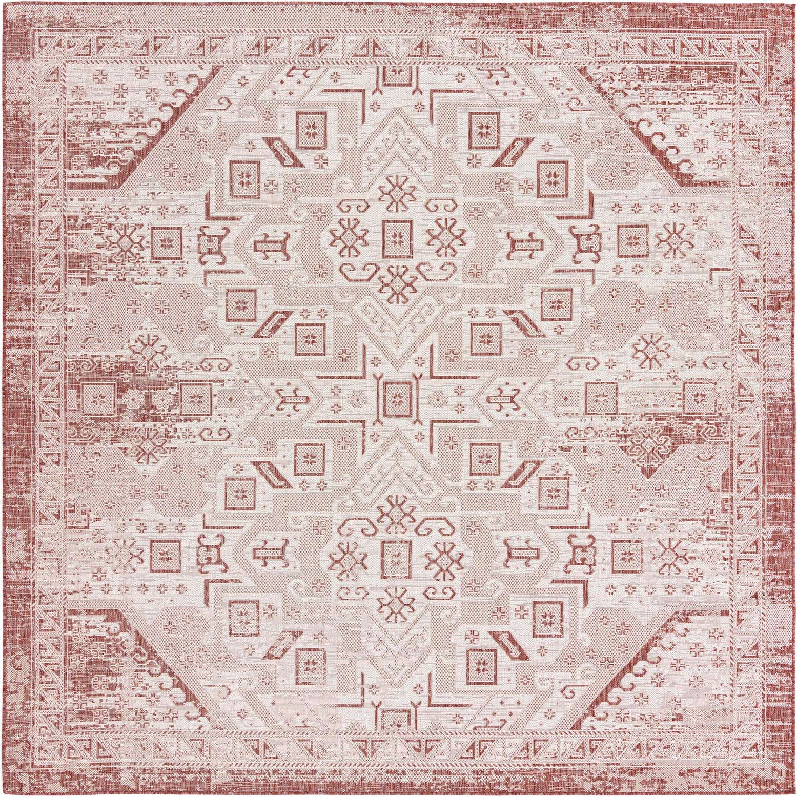 10' x 10' Easy-Clean Aztec Indoor / Outdoor Square Rug