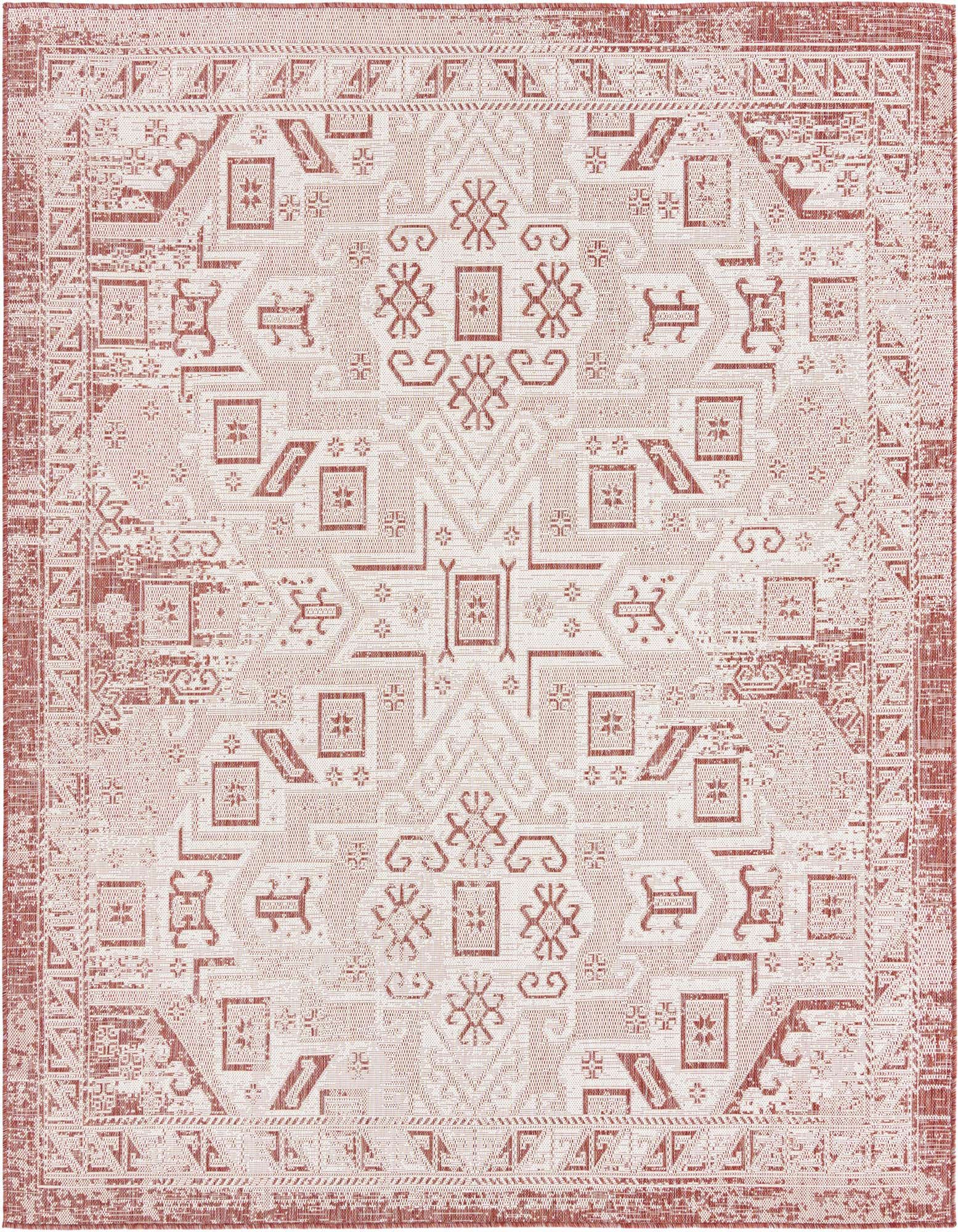7' 10 x 7' 10 Easy-Clean Aztec Indoor / Outdoor Square Rug