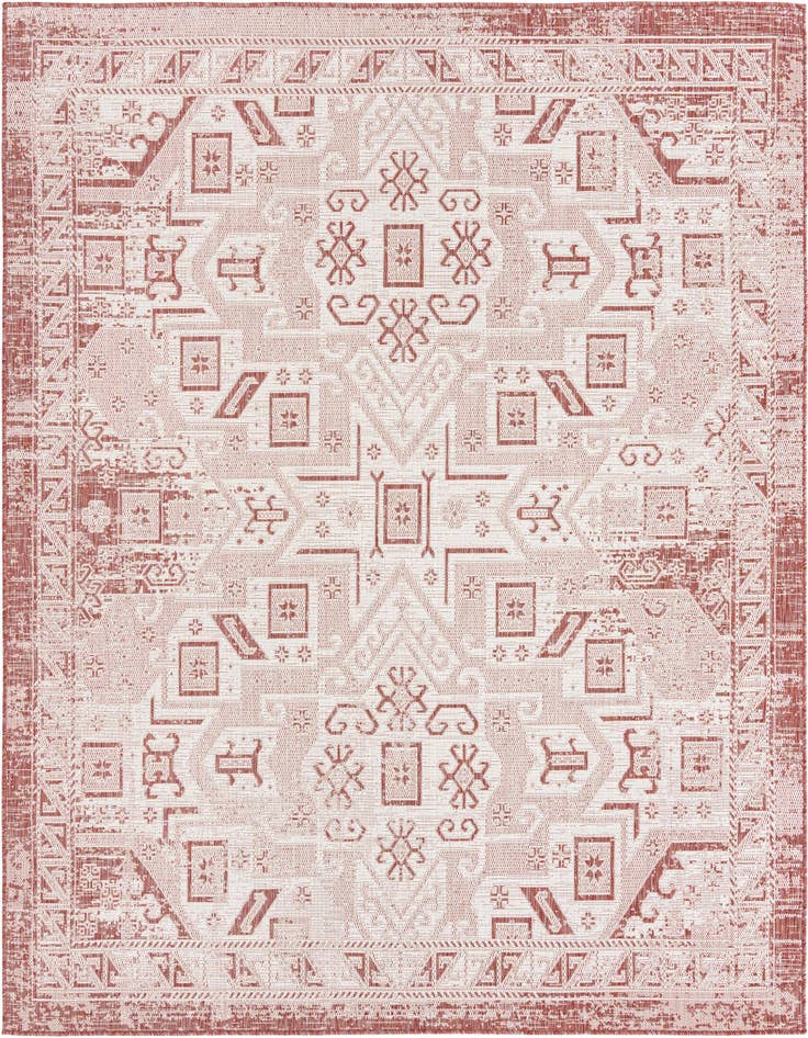 Detail image of 7' 10 x 7' 10 Easy-Clean Aztec Indoor / Outdoor Square Rug