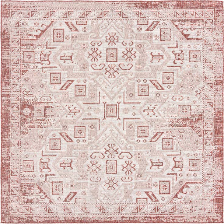 Detail image of 7' 10 x 7' 10 Easy-Clean Aztec Indoor / Outdoor Square Rug