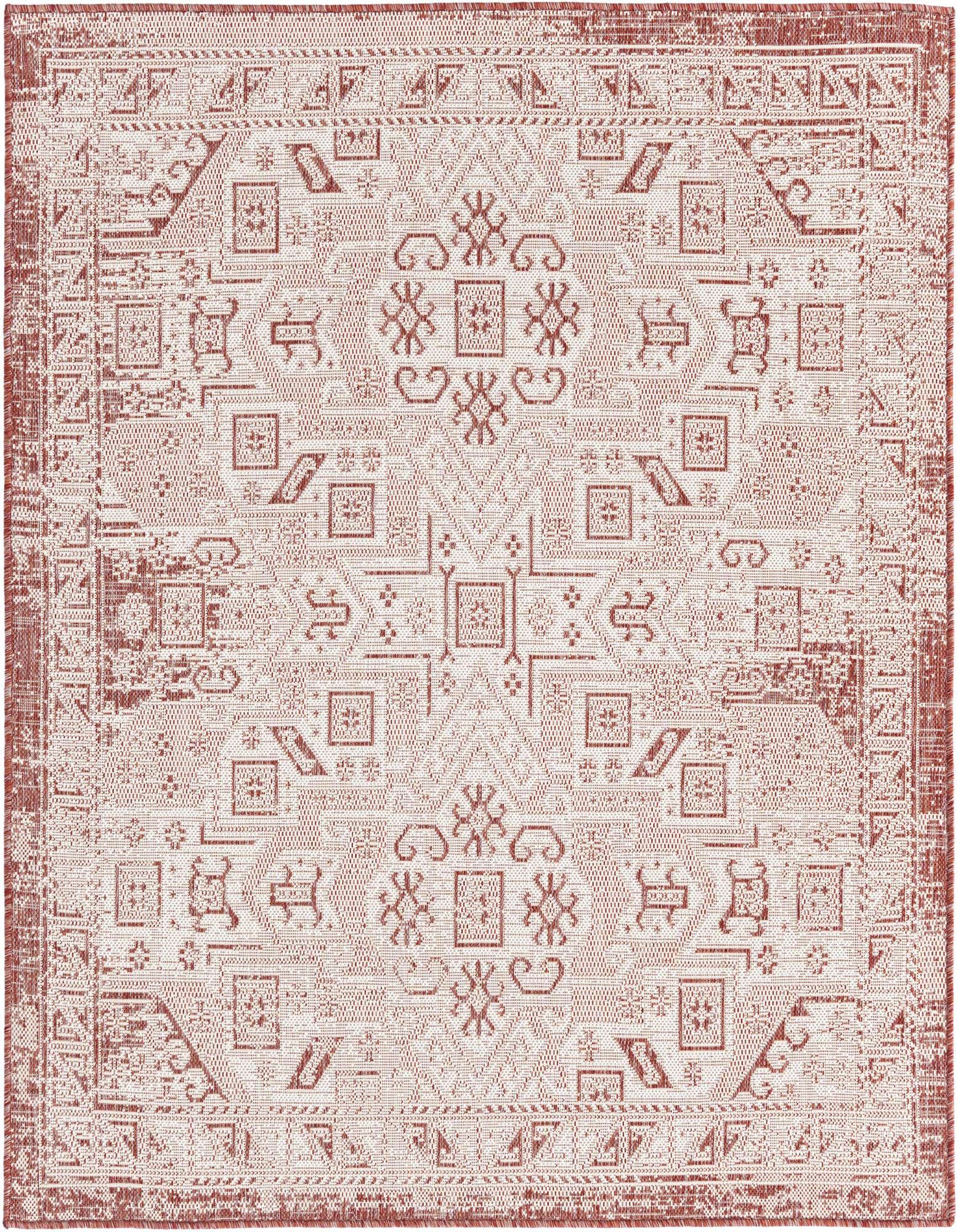 5' 3 x 5' 3 Easy-Clean Aztec Indoor / Outdoor Square Rug