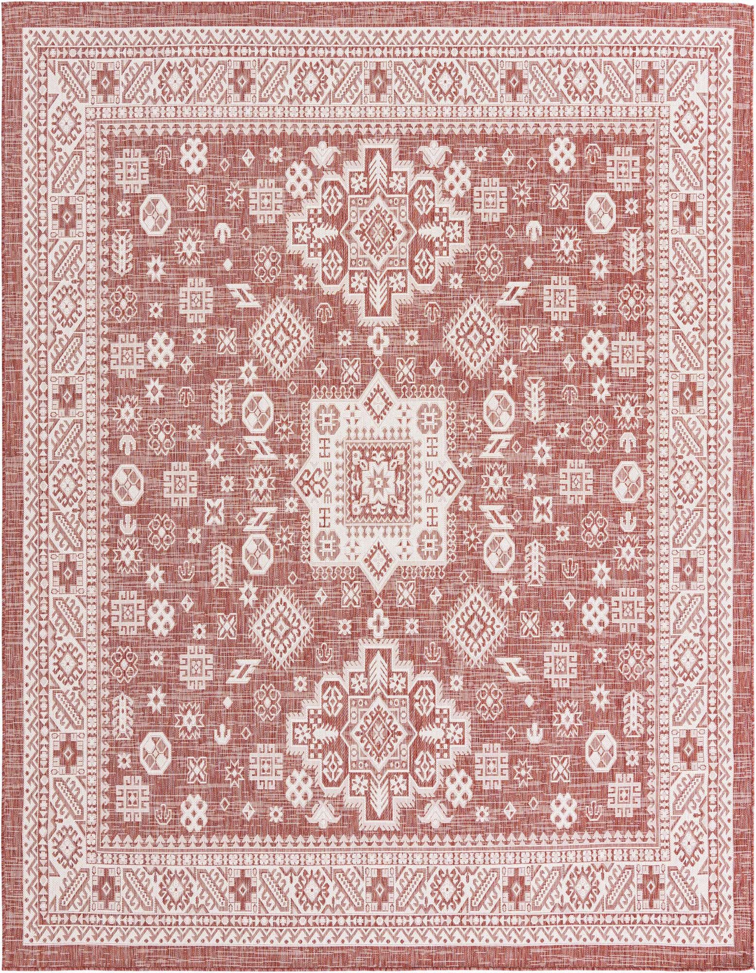 10' x 10' Easy-Clean Aztec Indoor / Outdoor Square Rug