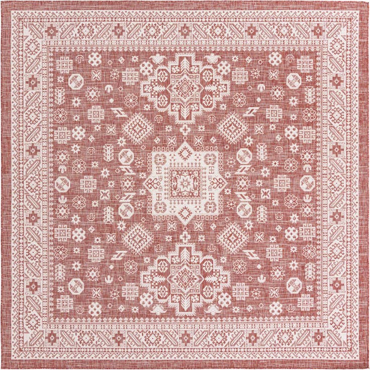 Detail image of 10' x 10' Easy-Clean Aztec Indoor / Outdoor Square Rug