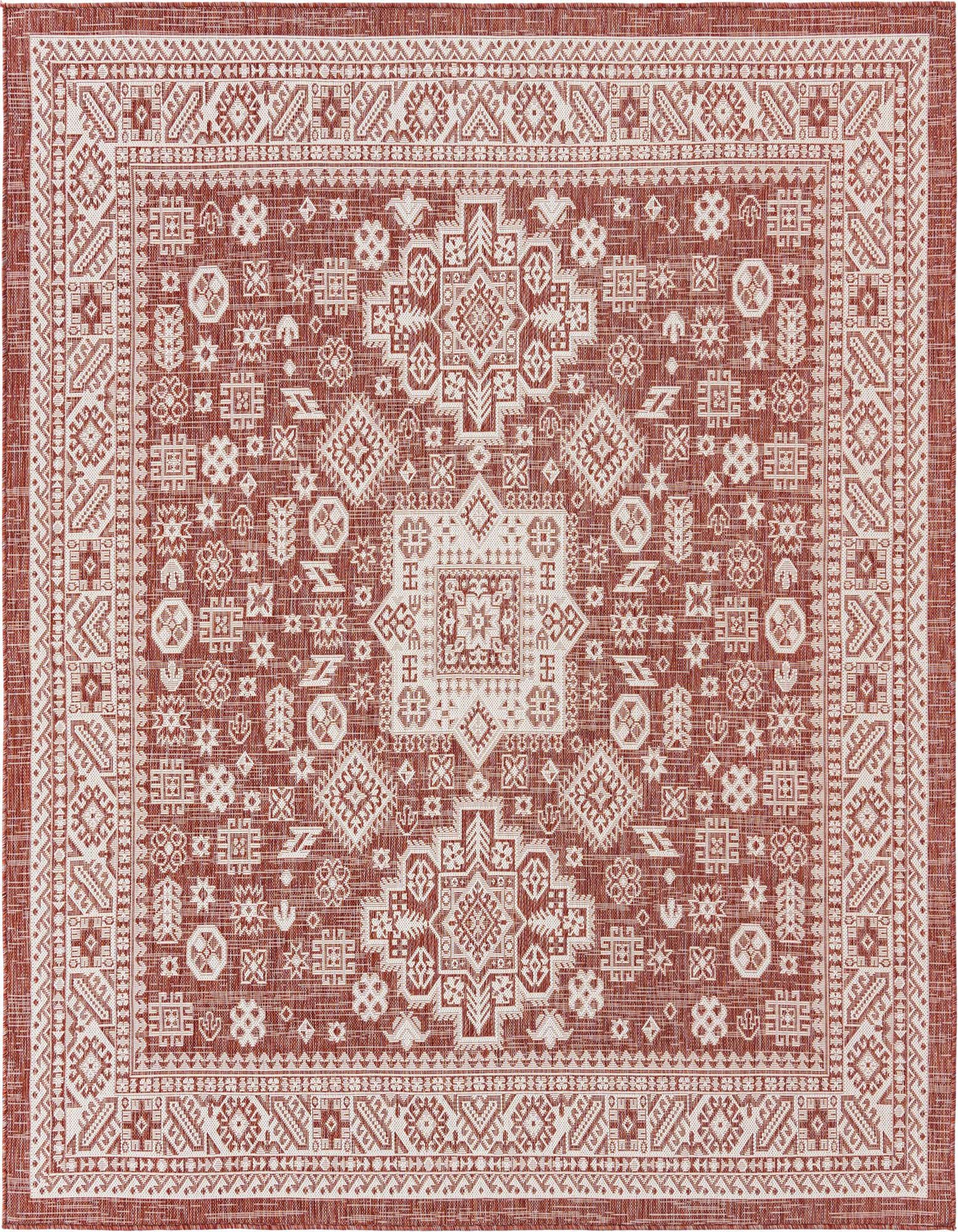 7' 10 x 7' 10 Easy-Clean Aztec Indoor / Outdoor Square Rug