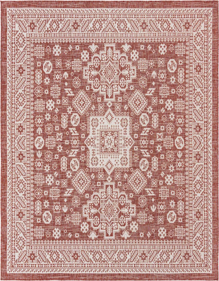 Detail image of 7' 10 x 7' 10 Easy-Clean Aztec Indoor / Outdoor Square Rug