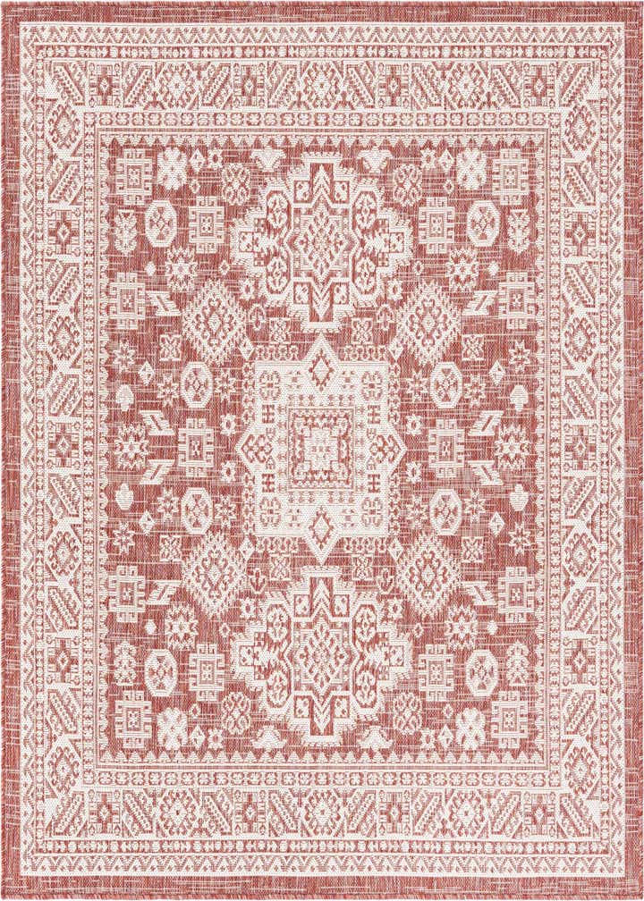 5' 3 x 5' 3 Easy-Clean Aztec Indoor / Outdoor Square Rug