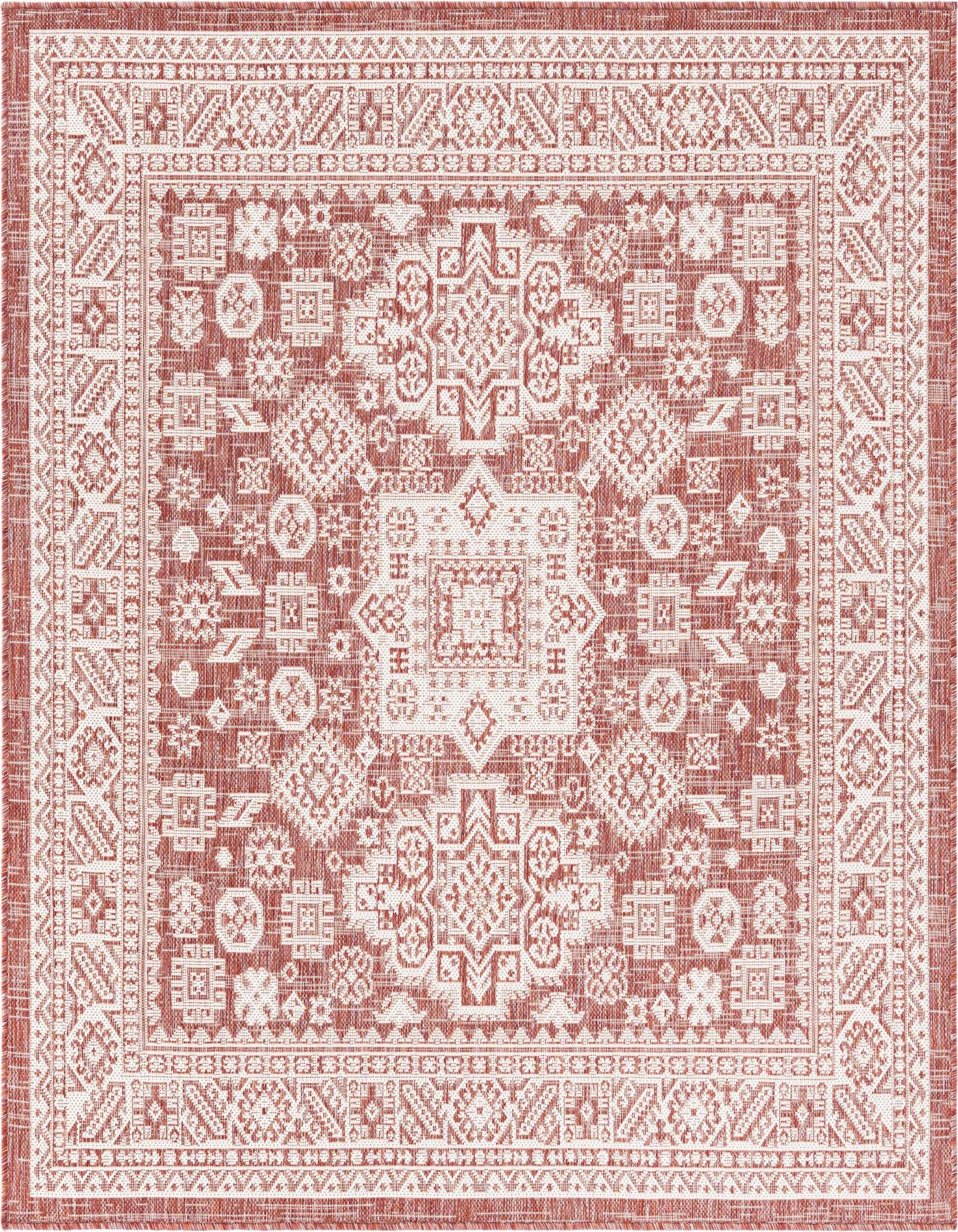 5' 3 x 5' 3 Easy-Clean Aztec Indoor / Outdoor Square Rug