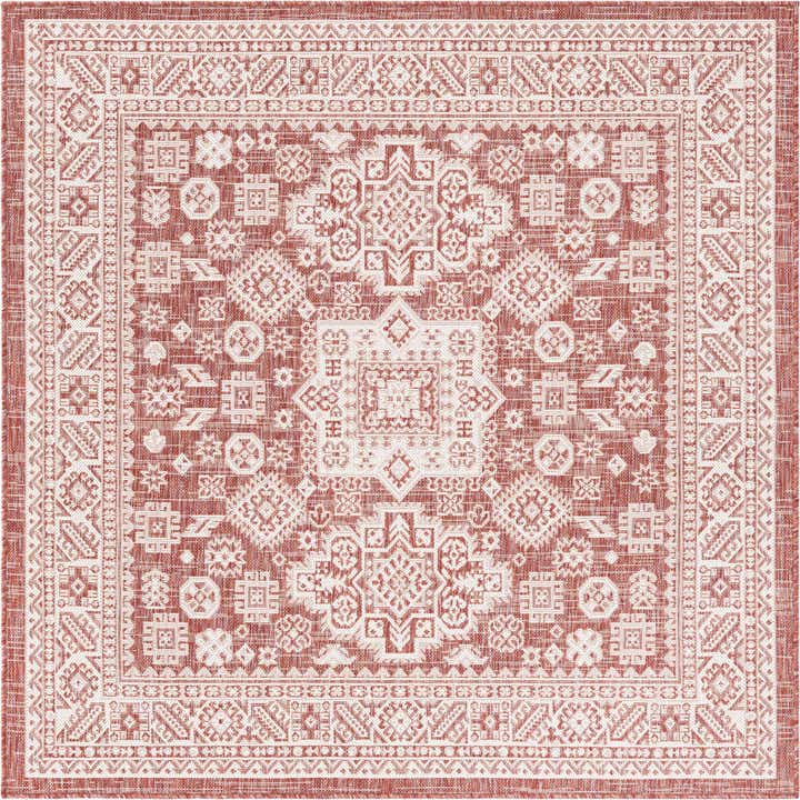 5' 3 x 5' 3 Easy-Clean Aztec Indoor / Outdoor Square Rug