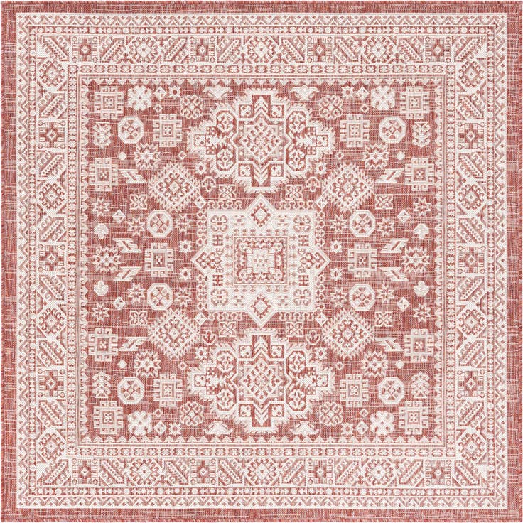Detail image of 5' 3 x 5' 3 Easy-Clean Aztec Indoor / Outdoor Square Rug