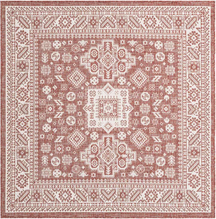 6' x 6' Easy-Clean Aztec Indoor / Outdoor Square Rug