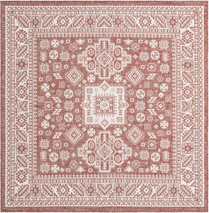 Detail image of 6' x 6' Easy-Clean Aztec Indoor / Outdoor Square Rug