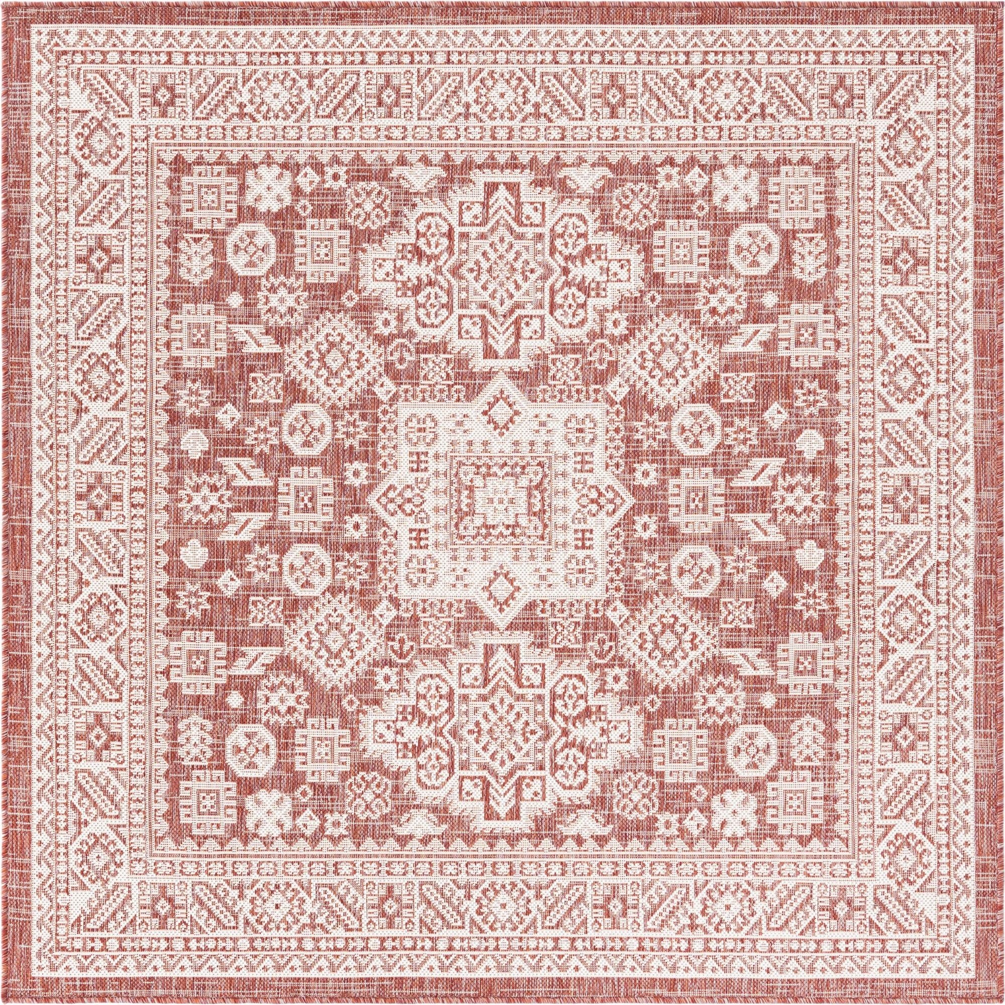 Primary image 5' 3 x 5' 3  Washable Aztec Indoor / Outdoor Square Rug