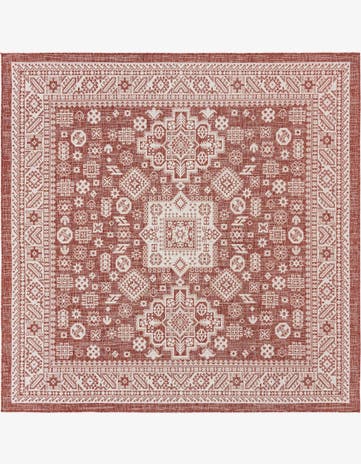 7' 10 x 7' 10 Easy-Clean Aztec Indoor / Outdoor Square Rug
