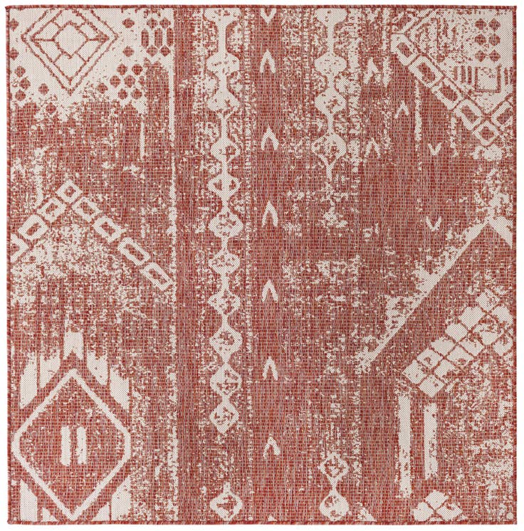 Detail image of 5' 3 x 5' 3 Easy-Clean Bohemian Indoor / Outdoor Square Rug