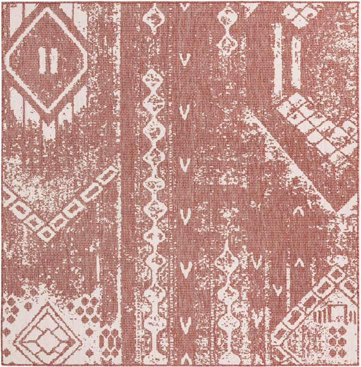 7' x 7' Easy-Clean Bohemian Indoor / Outdoor Square Rug