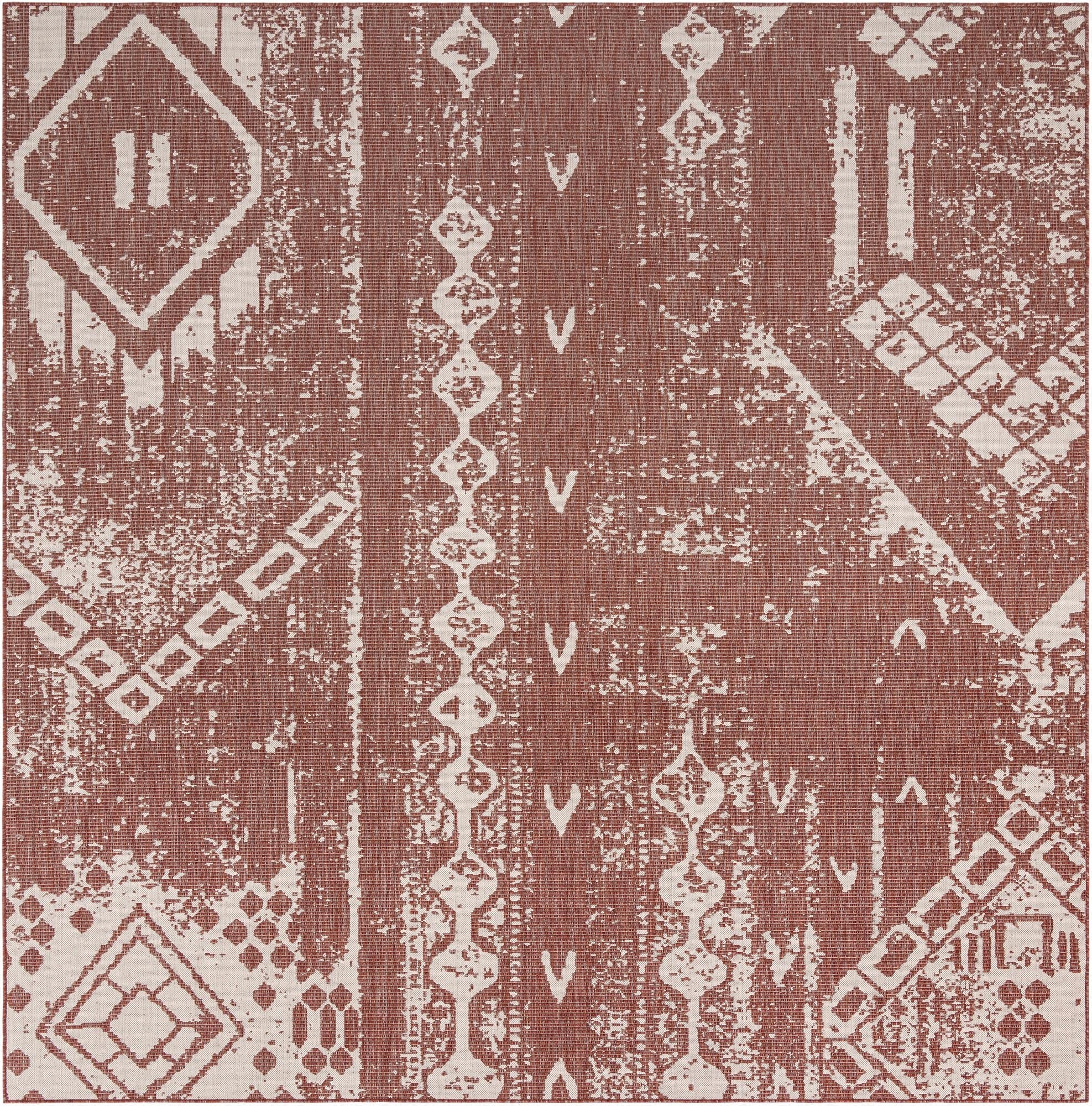 10' 8 x 10' 8  Washable Bohemian Indoor / Outdoor Square Rug