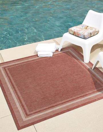 13' x 13' Easy-Clean Border Indoor / Outdoor Square Rug