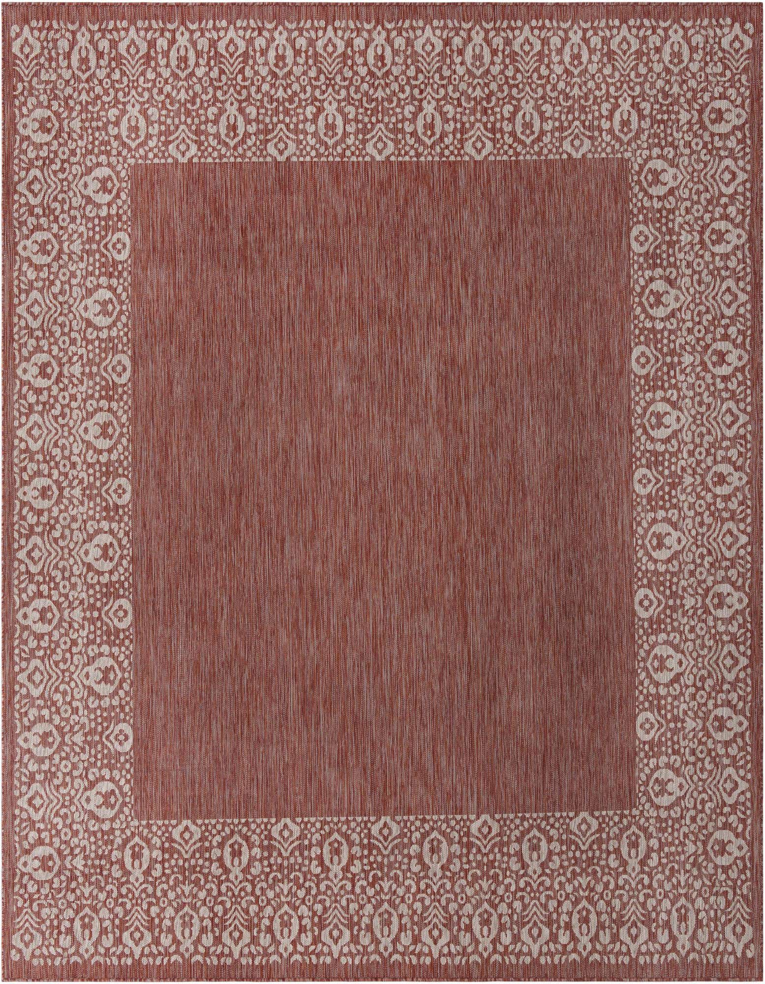 10' 8 x 10' 8 Easy-Clean Border Indoor / Outdoor Square Rug