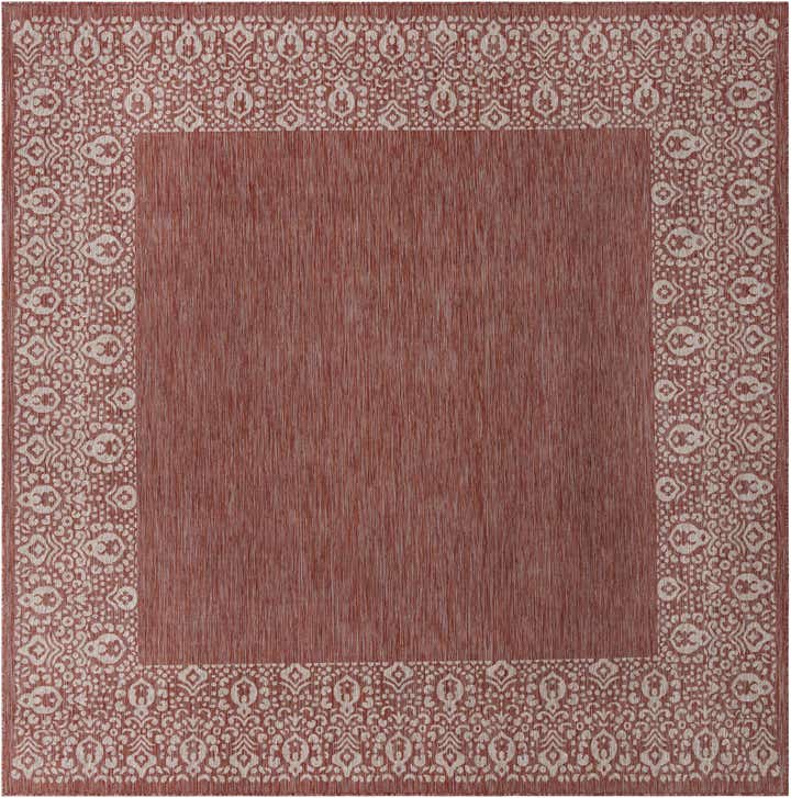 10' 8 x 10' 8 Easy-Clean Border Indoor / Outdoor Square Rug