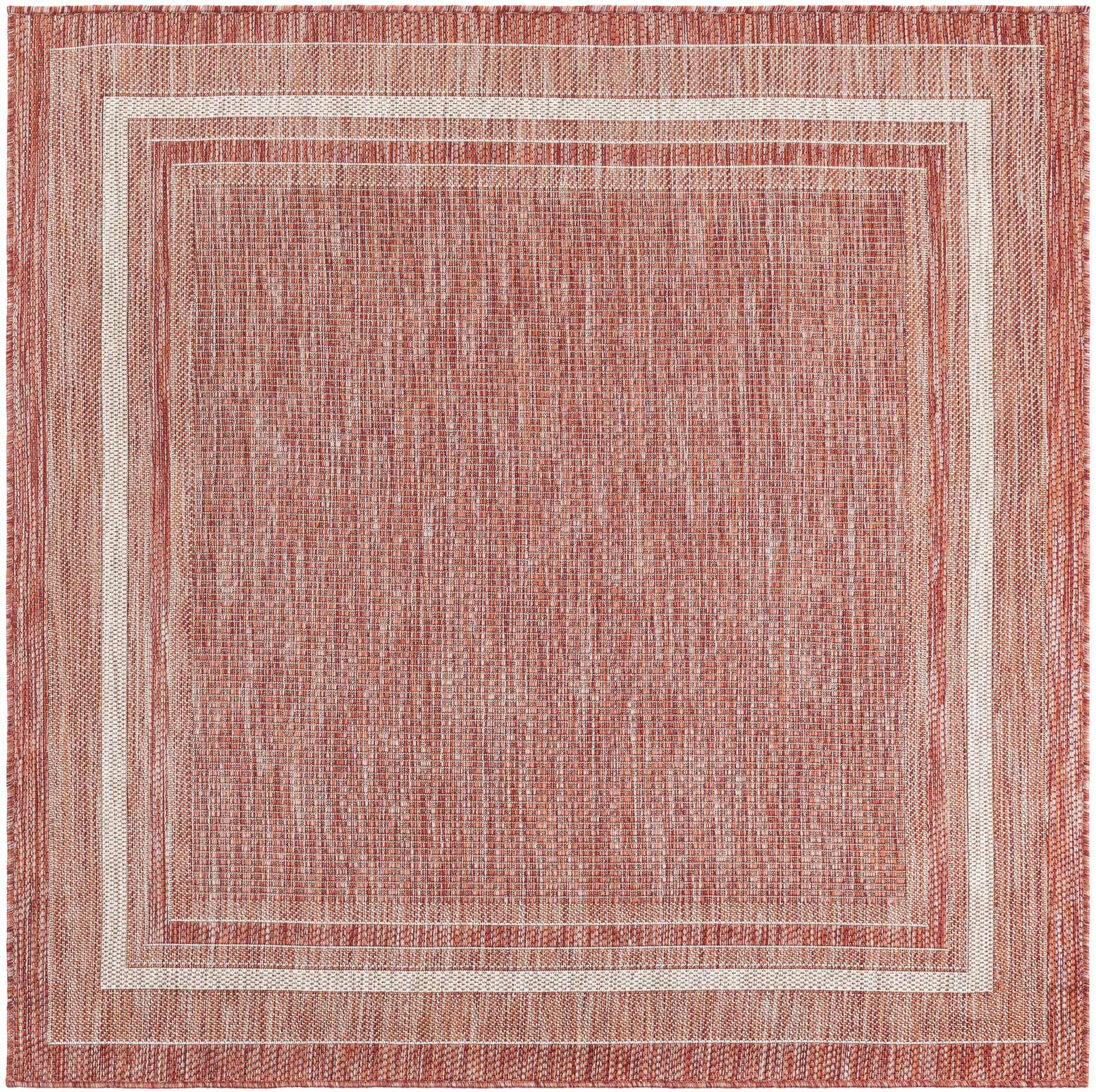 5' 3 x 5' 3 Easy-Clean Border Indoor / Outdoor Square Rug