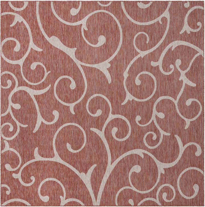 10' 8 x 10' 8 Easy-Clean Botanical Indoor / Outdoor Square Rug