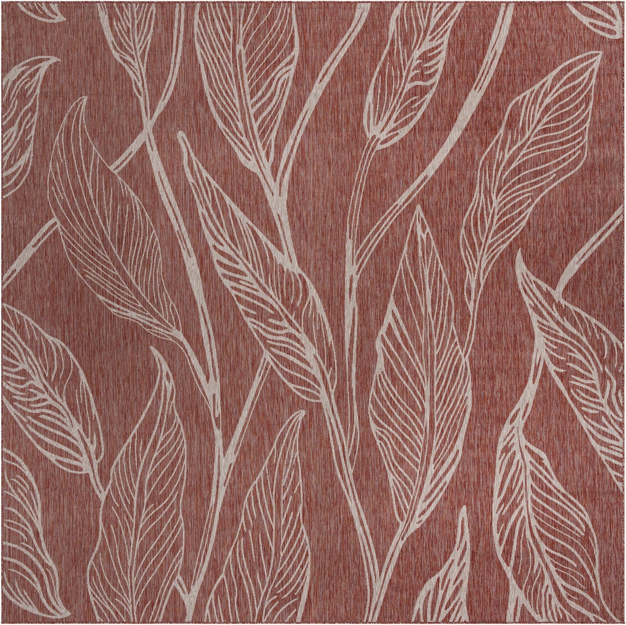 13' x 13'  Washable Botanical Indoor / Outdoor Square Rug