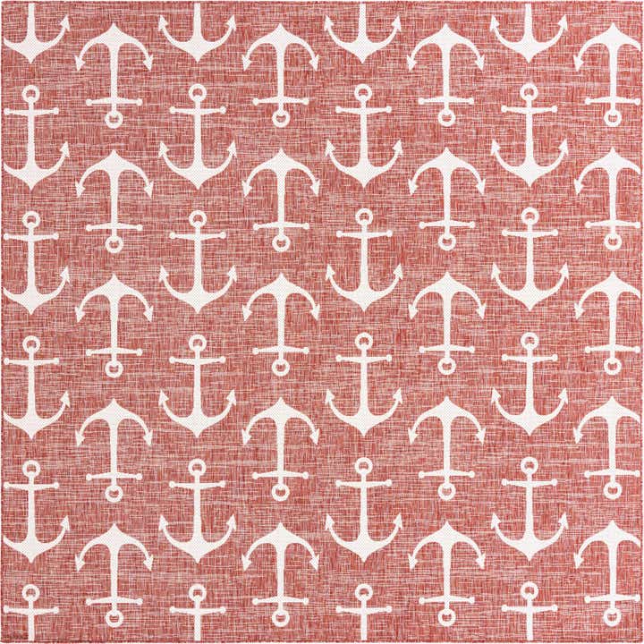 10' x 10' Easy-Clean Coastal Indoor / Outdoor Square Rug
