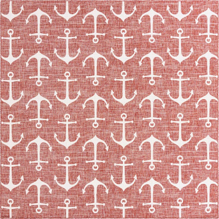 Detail image of 10' x 10' Easy-Clean Coastal Indoor / Outdoor Square Rug