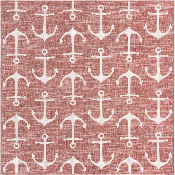 7' 10 x 7' 10 Easy-Clean Coastal Indoor / Outdoor Square Rug