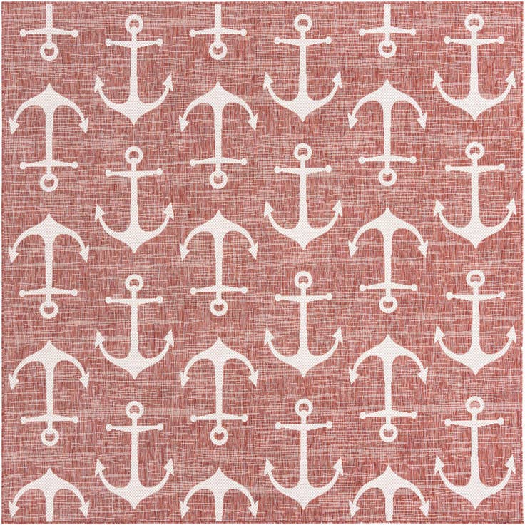 Detail image of 7' 10 x 7' 10 Easy-Clean Coastal Indoor / Outdoor Square Rug