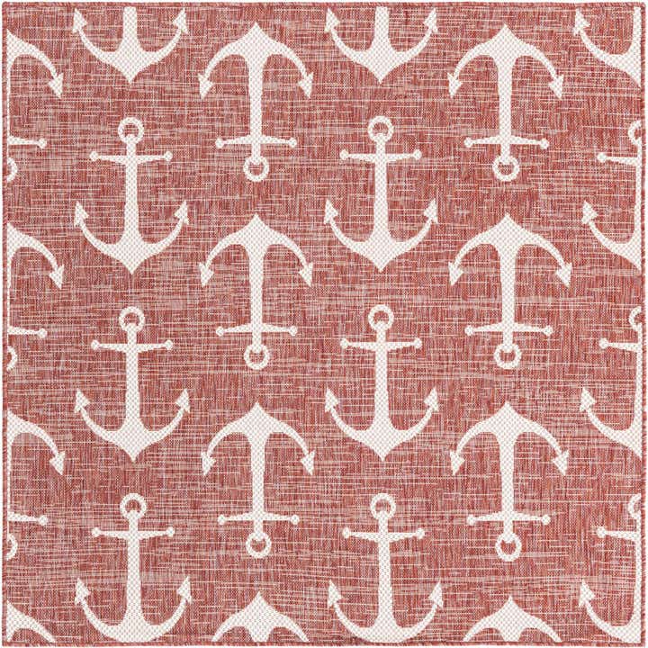 5' 3 x 5' 3 Easy-Clean Coastal Indoor / Outdoor Square Rug