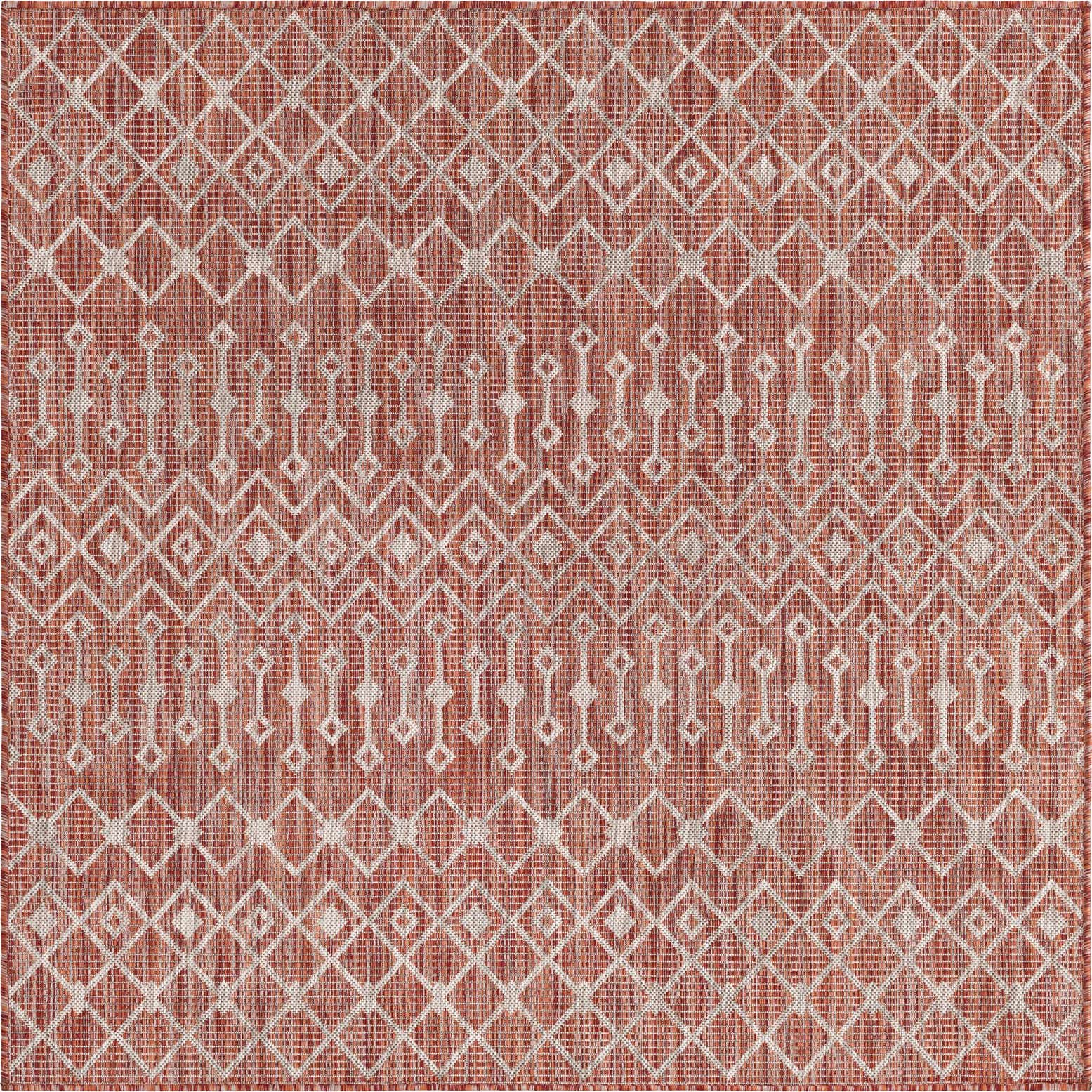 5' 3 x 5' 3 Easy-Clean Lattice Indoor / Outdoor Square Rug