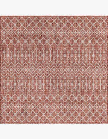 Rust Red Easy-Clean Lattice Indoor / Outdoor Square Rug
